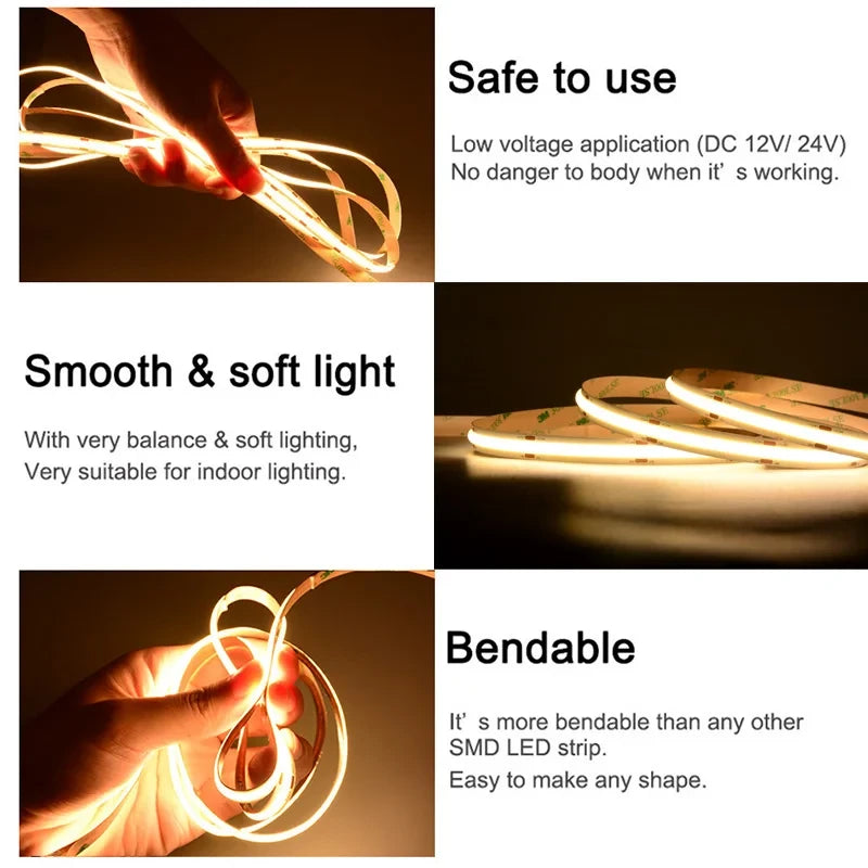 High Density Flexible COB LED Strip Light
